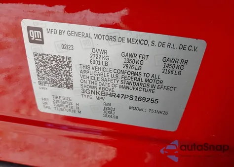 2023 Chevrolet Blazer Awd 2Lt z USA, uszkodzony, nr VIN 3GNKBHR47PS169255